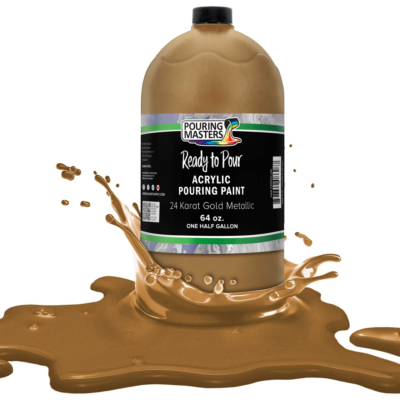 Pouring Masters 24 Karat Gold Ready to Pour Acrylic Pouring Paint - Premium 64-Ounce Pre-Mixed Fluid Acrylic Paint - Fluid Art Supplies for Canvas, Wood, Paper, Tile & Rocks